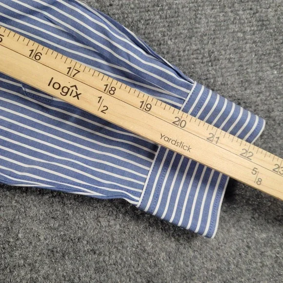 Talbots Shirt Womens 6P Blue White Stripe Button Front Wrinkle Resistant Petites - Picture 8 of 10